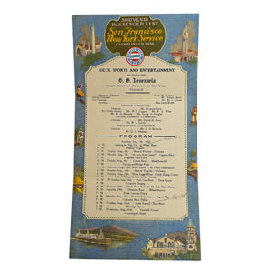 SS Venezuela 1922 Souvenir Deck Sports & Entertainment Program Voyage 27